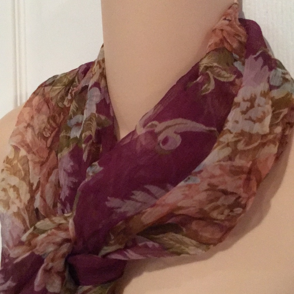 Beautiful Maroon Floral Scarf